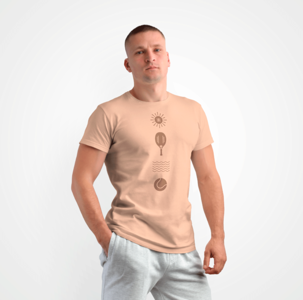 Camiseta Rezgatte Beach Tennis – Sol, Raquete, Água e Bolinha – Nectarina